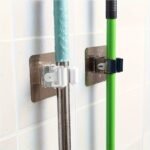 4Pcs Adhesive Mop And Broom Holder, Wall Mounted, No-Drill, Multi-Functional Bathroom Storage Rack For Toilet Brush, Mop Organizer With Plastic Material - Image 8