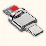 Dual Usb-C & Usb Card Reader For Sd & Tf Cards - High-Gloss Metallic Finish - 256Gb Capacity - Compatible With Macbook, Samsung Galaxy, Laptops & More, Portable Data Transfer|Sleek Metallic Design|Highgloss Finish