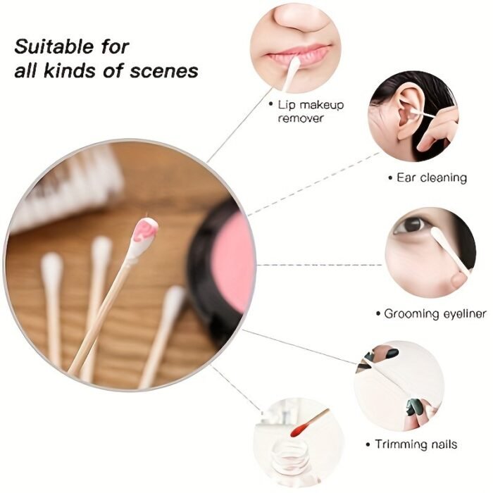 100/300/500/800Pcs Jiyan Premium Dual-Tip Swabs - Hypoallergenic, Lint-Free & Alcohol-Free Reusable Ear Cleaning & Makeup Applicator Sticks With Individually Wrapped Hygienic Packaging For Sensitive Light Beige - Image 15