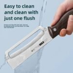 1Pc Stainless Steel Paring Knife, Commercial Sugarcane Peeler, Pineapple Cutter, Kitchen Melon Light Beige Scraper - Stamped Construction Blade,Not Suitable For Left-Hand Use - Image 8