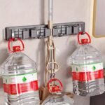 1Pc Bathroom Storage Rack Metal Mop & Broom Holder With Adjustable Hooks, Wall-Mounted Storage Organizer For Home, Kitchen, Garden, Laundry, Garage - Lacquered Finish, Space-Saving Shelf For Mops, Brooms, Tools, Shelves - Image 10