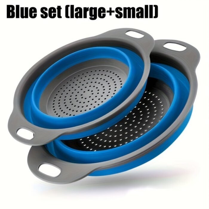 1/2 Set Round Silicone Kitchen Drain Basket Set Collapsible Funnel - 1 Large, 1 Small, Very Suitable For Draining Pasta, Vegetables And Fruits - Image 17