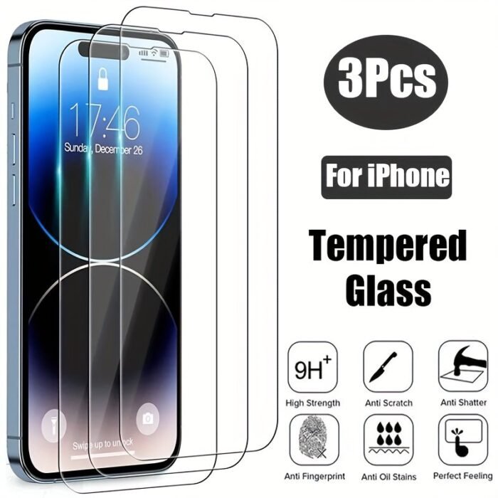 3Pcs Tempered Glass Screen Protector For Iphone 11 12 13 Mini 14 Pro Xs Max X Xr 6 6S 7 8 Plus Se2 Se3 - Image 3