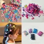 40/60Pcs Colorful Jersey Hair Bands For - High Elasticity, No Damage, Braided Ponytail Holders, Hair Ties With Bow & Beaded Details - Perfect For Homecoming, Boho & Sweet Styles, Hair Accessories For