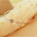 1Pc Simple Style Love Heart Open Bangle Bracelet Inlaid Shiny Rhinestone Simple Style Hand Bangle Jewelry Decoration - Image 4
