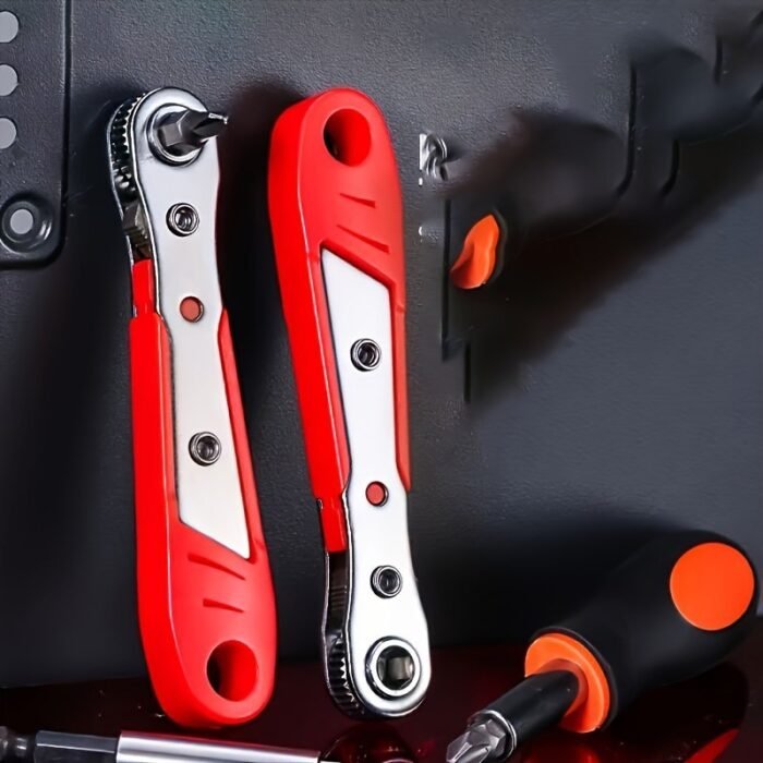 Wrench Handle For Narrow Spaces, Front And Rear, Elbow Wrench, Right Angle Bend, Phillips Screwdriver, Steel Material, Red, Requires Assembly, Non-Electric, No Battery Required, Suitable For Industrial And Scientific Use - Image 5