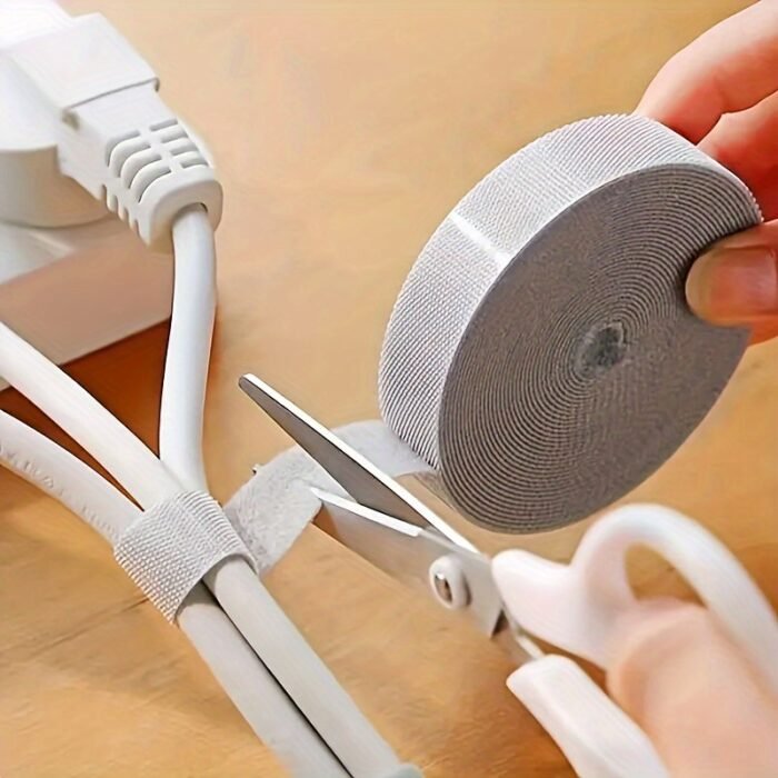 1 Roll - 300Cm Black Nylon Cable Organizer Strap, Durable Hook And Loop Cord Winder For Efficient Cable Management In Home, Travel & Outdoor Use - Image 4