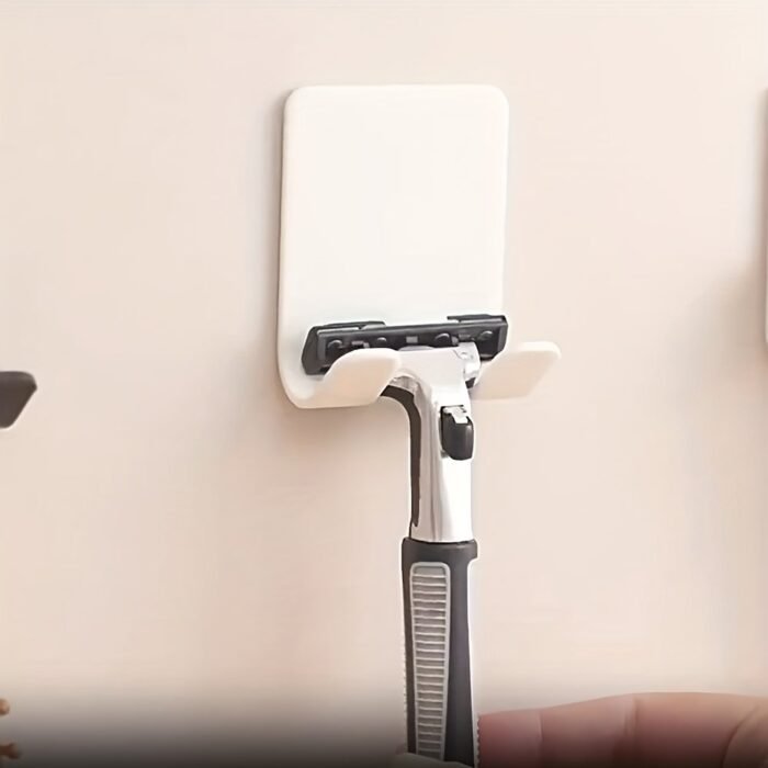 1/2/3Pcs Simple Wall-Mounted Shaver Holder Rack, Durable Plastic, Fashion Bathroom Storage Rack, For Men And Family Gift - Image 12