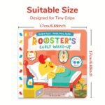 Rooster'S Early Wake-Up Lift-The-Flap Books, Good Wake - Up Habit Formation For Kid, Cute Illustration Style, Interactive Picture Push-Pull Book, By The Artist, Early Education Enlightenment, Best Birthday Gift, Bear Tale - Image 2