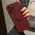 1Pc Schattig 3D Liefde Wijnrood All-In-One Anti-Val Telefoonhoesje, Geschikt Voor For Iphone 15 14 13 12 11 Pro Max Xs Xr 7 8Plus