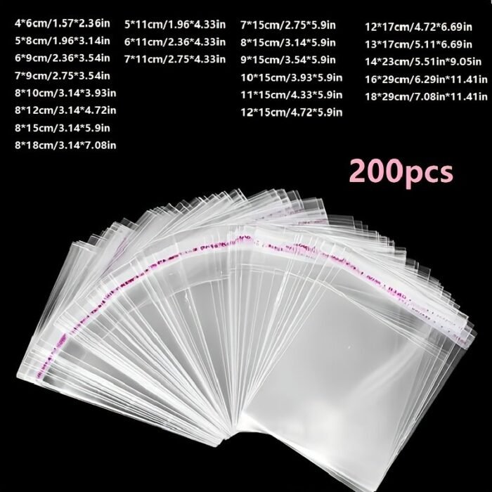 Self-Adhesive Cellophane Bag, Transparent Opp Plastic Packaging, Sealed, Jewelry Gift, Sweets - Image 1