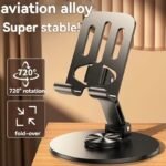 Metal 360? Rotatable, Foldable And Adjustable Phone Holder For Desktop Live Streaming, Not For Car Use - All-Metal Foldable Holder Carbon Black - Image 3