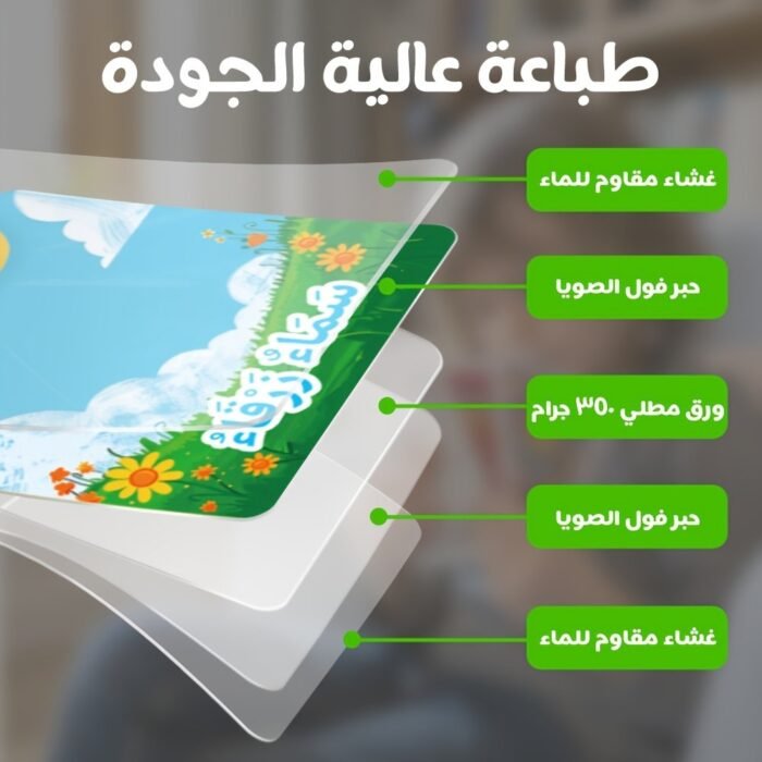 We Have 54 Arabic Study Cards Featuring Various Themes, Adorned With Lovely Cartoon Illustrations On Both Sides. They Provide Foundational Knowledge, Visual Engagement, And Are Perfect For Early Childhood English Education, As Well As Being Great Gifts For Birthdays And Ramadan. - Image 8