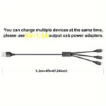 3-In-1 Fast Charging Usb Cable, Nylon Braided, For Iphone 14 13 12 Pro Max Xs Max Charger Cable For, Redmi, Oneplus, Xiaomi Usb C Mobile Phones, S20A13 S10 Note 20 10 9 Moto Android Type-C Cable For Apple Android, A Halloween Gift - Image 2