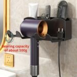 Space-Saving No-Drill Hair Dryer Holder - Easy Wall Mount, Stylish & Secure Bathroom Organizer For Hassle-Free Beauty Routine - Image 3