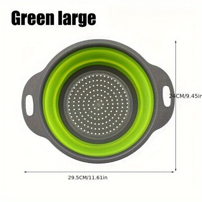 1/2 Set Round Silicone Kitchen Drain Basket Set Collapsible Funnel - 1 Large, 1 Small, Very Suitable For Draining Pasta, Vegetables And Fruits - Image 7