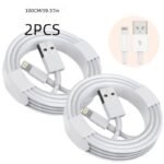 Usb A To Lightning Data Cable 2Pcs 100.58Cm, Fast Charger Cable Usb-A Power Output Charging Cable For Iphone 14/13/12/11/Xs/Xr/X/8/Ipad, White