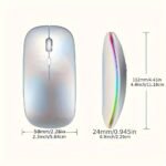 Rechargeable Led Backlit Wireless Mouse, Ultra-Thin 2.4G/5.2 Dual Mode Silent Portable Usb Optical Gaming Mouse, Compatible With Laptop/Desktop/Tablet, Ambidextrous Design, 500Mah Battery, Type-C Charging, No Charger Included, Computer Accessory | Ambidextrous Design | Type C Charging Port, Mouse Accessories - Image 12