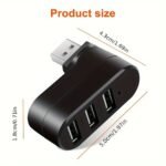 3-Port Usb Rotate Splitter For Laptop & Pc - High-Quality Mini Adapter With Multiple Usb Ports, Space-Saving Design For Efficient Connectivity, Laptop Peripheral | Modern Usb Hub | Compact Hub, Usb 3.0 - Image 2