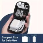 Luxury Storage Case, Earphone Case Hard Headphone Bag For Airpods Earpods Ear Pads Wireless Earphone Accessories, Ideal For Organizing Earbuds, Chargers, And Small Accessories, Accessory Organizer, Durable Sleek Black Case, 7*7*3Cm - Image 2