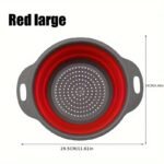 1/2 Set Round Silicone Kitchen Drain Basket Set Collapsible Funnel - 1 Large, 1 Small, Very Suitable For Draining Pasta, Vegetables And Fruits - Image 3