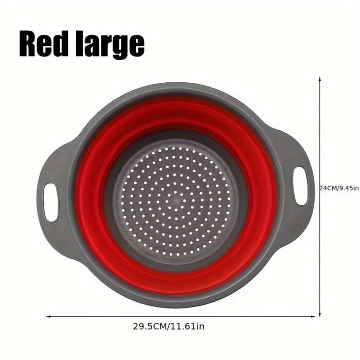 1/2 Set Round Silicone Kitchen Drain Basket Set Collapsible Funnel - 1 Large, 1 Small, Very Suitable For Draining Pasta, Vegetables And Fruits - Image 3