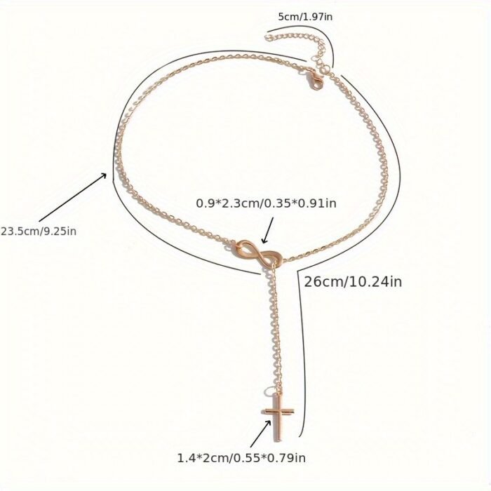 Simple Style Ladies Necklace 2024 Fashion New Lucky Number 8 Word Cross Pendant Necklace Street Shooting Popular Jewelry Party Gift - Image 4