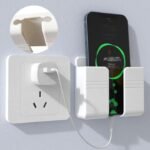 Space-Saving Wall-Mounted Phone Charging Holder - Multi-Functional Plastic Organizer For Bedside & Tv Remote Control Storage - Image 7