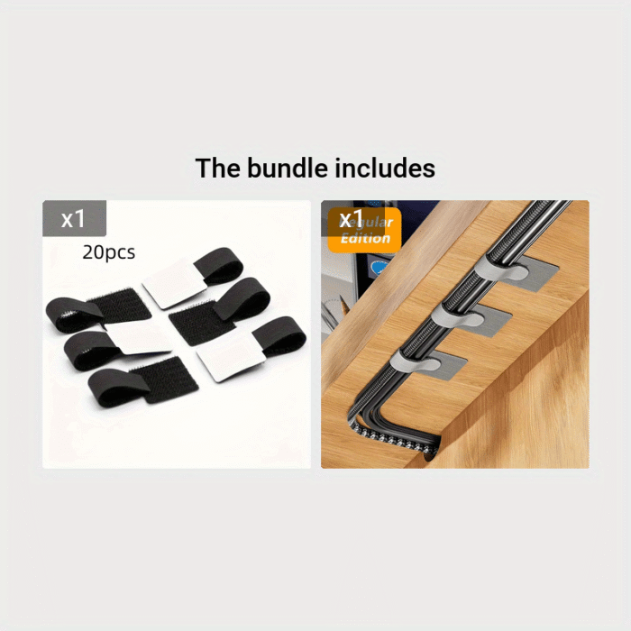 20Pcs Cable Management Tape - Durable Nylon, Easy-Lock Design For Neat Wire Organization, Scratch-Resistant Cord Wraps, Piece - Image 8