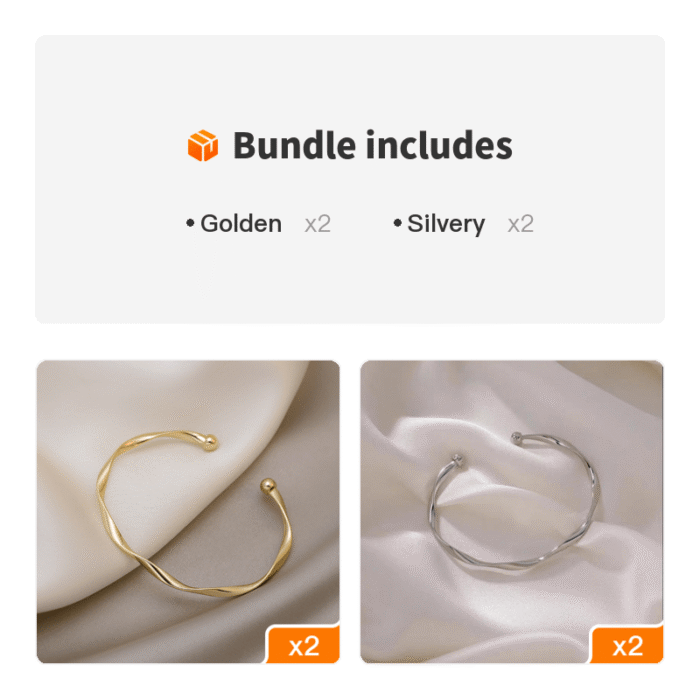 A Sleek And Stylish Twisted Texture Golden Bangle - Image 7