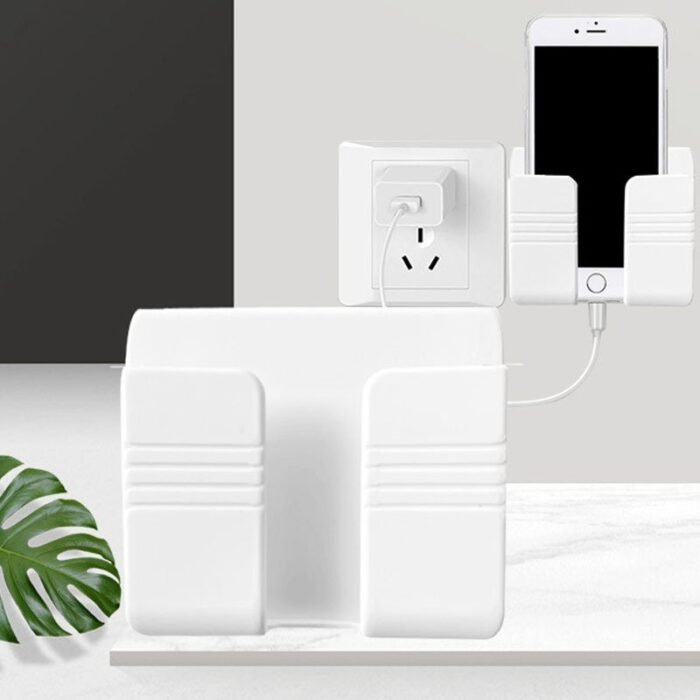 1Pc Wall Mobile Phone Holder Plug Phone Charging Stand Remote Control Storage Box Bracket Punch-Free Mounted Organizer Holders - Image 6