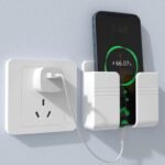 1Pc Wall Mobile Phone Holder Plug Phone Charging Stand Remote Control Storage Box Bracket Punch-Free Mounted Organizer Holders