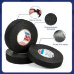 15Meters/49.2Ft High-Temperature Resistant Automotive Electrical Tape - 9/15/19/25Mm Wide, Black Adhesive Fabric Tape For Wiring Harness, Cable Protection & Heat Shielding, Durable Automotive Electrical Tape For Car, Truck, Motorcycle, Automotive Electrical Tape, Vehicle Electrical Protection, Flexible Electrical Tape, Heatresistant Material - Image 4