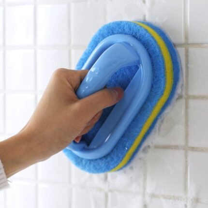 Magic Sponge Scrubber With Handle, Plastic Cleaning Brush For Kitchen Bathroom Toilet, No Electricity Needed, Ideal For Glass Wall, Ceramic, Window Cleaning