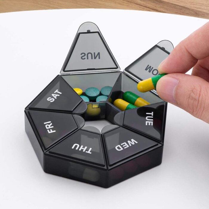 1Pc 7 Days Pill Storage Box, Mini Travel Portable Medicines Dispenser Box, Multifunction Plastic Seven Compartment Sealer Box - Image 1