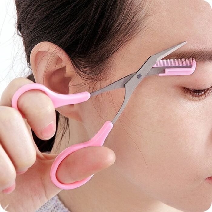 Eyebrow Trimmer Scissor With Comb Hair Removal Grooming Shaping Tool Stainless Steel Eyebrow Remover Makeup Tool - Image 1