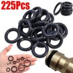 225Pcs O-Ring Assortment Set, Oil & Water Resistant Rubber Seals, 50D Durometer, Round Cross Section, Various Sizes For Automotive & Machinery Applications