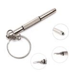 1Pc 3-In-1 Portable Eyeglass, Sunglasses & Watch Repair Kit With Keychain Screwdriver