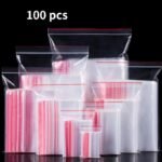 100Pcs Reusable Zip Lock Plastic Bags, Reclosable Transparent Shoe Bags, Vacuum Storage Bags, Poly Clear Bags, Coated: Uncoated, Material: Polyethylene Terephthalate
