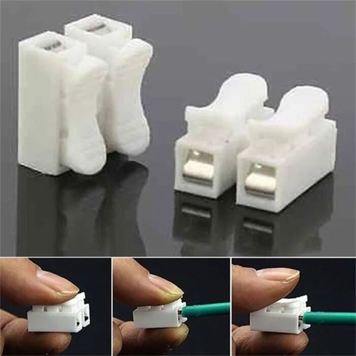 Umlife 55Pcs Quick Connect Ch-2 Spring Wire Connectors, Pvc Insulated Copper Contact, Uncharged Electrical Cable Clamp Terminal Block Connector For Wiring - Image 5