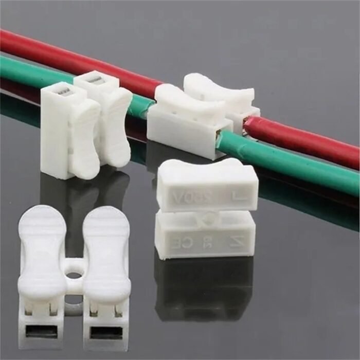 Umlife 55Pcs Quick Connect Ch-2 Spring Wire Connectors, Pvc Insulated Copper Contact, Uncharged Electrical Cable Clamp Terminal Block Connector For Wiring - Image 4