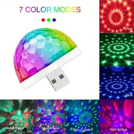 1Pc Usb Mini Disco Light, Party Lights Ball Sound Activated, Dj Disco Ball Stage Lights-Multi Colors Led Car Atmosphere Light, Magic Strobe Light, Pool, Club, Karaoke (Mini Disco Ball)