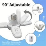 1Pc E27 Led Bulb Fan Blade Timing Lamp - Ac175-265V, 28W, Foldable Ceiling Light With 3D Printed Design, Indoor Use, Hardwired, No Battery Needed, Indoor Lighting | Modern Ceiling Light | Durable Construction, Led Light Bulbs - Image 4