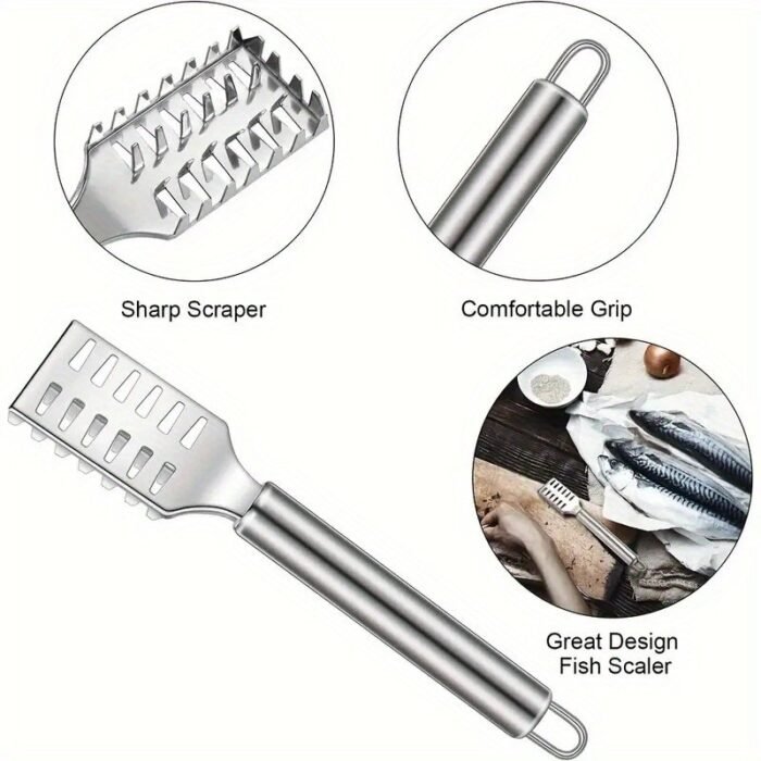 Stainless Steel Fish Scale Scraper With Sawtooth Edge, Efficient And Quick Fish Cleaning Tool - Perfect For Kitchen Use - Image 8