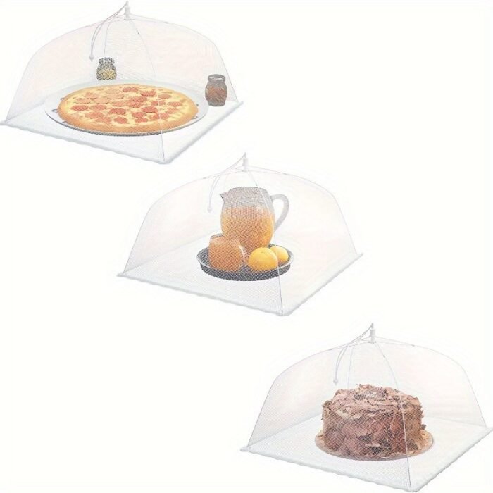 3Pcs White Picnic Net Food Cover, Foldable Vegetable Cover, Large Food Cover, Dust-Proof Cover, Kitchen Gadget For Restaurants Food Trucks - Image 6