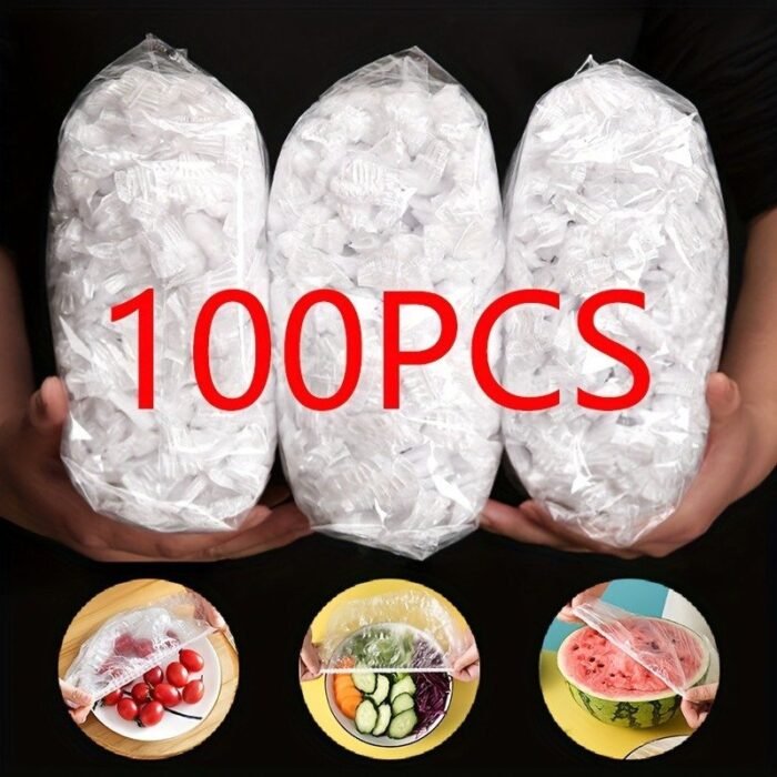 100Pcs Disposable Fresh-Keeping Film, Household Food Grade Kitchen Refrigerator Leftover Rice Fruit Food Plastic Sealed Fresh Cover, Anti-Odor Leak-Proof Dust-Proof Freezer Cover, Refrigerator Fresh Keeping Cover, Kitchen Accessories - Image 2