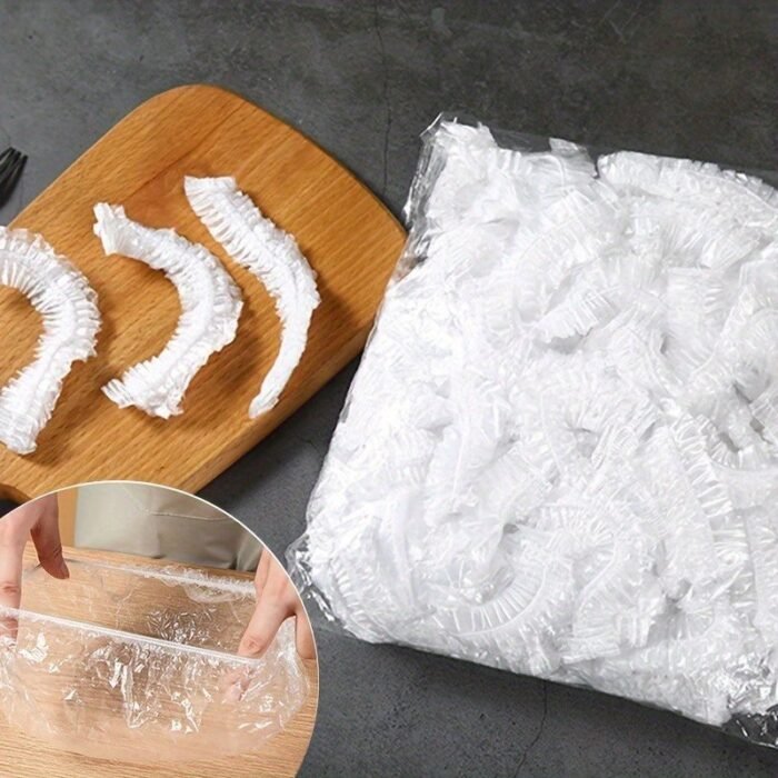 100Pcs Disposable Fresh-Keeping Film, Household Food Grade Kitchen Refrigerator Leftover Rice Fruit Food Plastic Sealed Fresh Cover, Anti-Odor Leak-Proof Dust-Proof Freezer Cover, Refrigerator Fresh Keeping Cover, Kitchen Accessories - Image 4