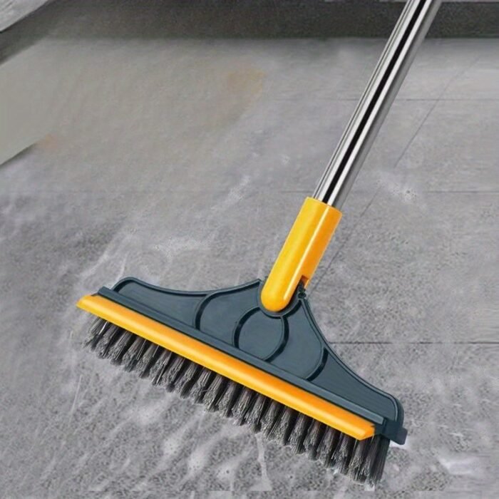 1Pc Adjustable Long Handle Cleaning Brush With Angled Bristles & Built-In Glass Cleaner - Ideal For Bathroom & Wc, Perfect For Hotels And Commercial Use, Bathroom Cleaning Tools - Image 3