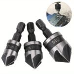 3Pcs Carbon Steel 90-Degree 1/4" Hexagonal Shank Chamfering Woodworking Hole Opener Drill Bits - Image 3