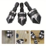 3Pcs Carbon Steel 90-Degree 1/4" Hexagonal Shank Chamfering Woodworking Hole Opener Drill Bits - Image 6